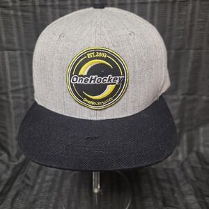 One Hockey Gray Snapback Baseball Cap Hat White Yellow Black Est 2003